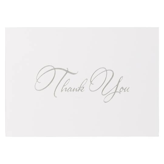 JAM Paper Thank You Card Set with Silver Script